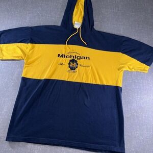 Michigan Wolverines Shirt Hoodie Mens XL Blue NCAA Football Wolf Short Sleeve